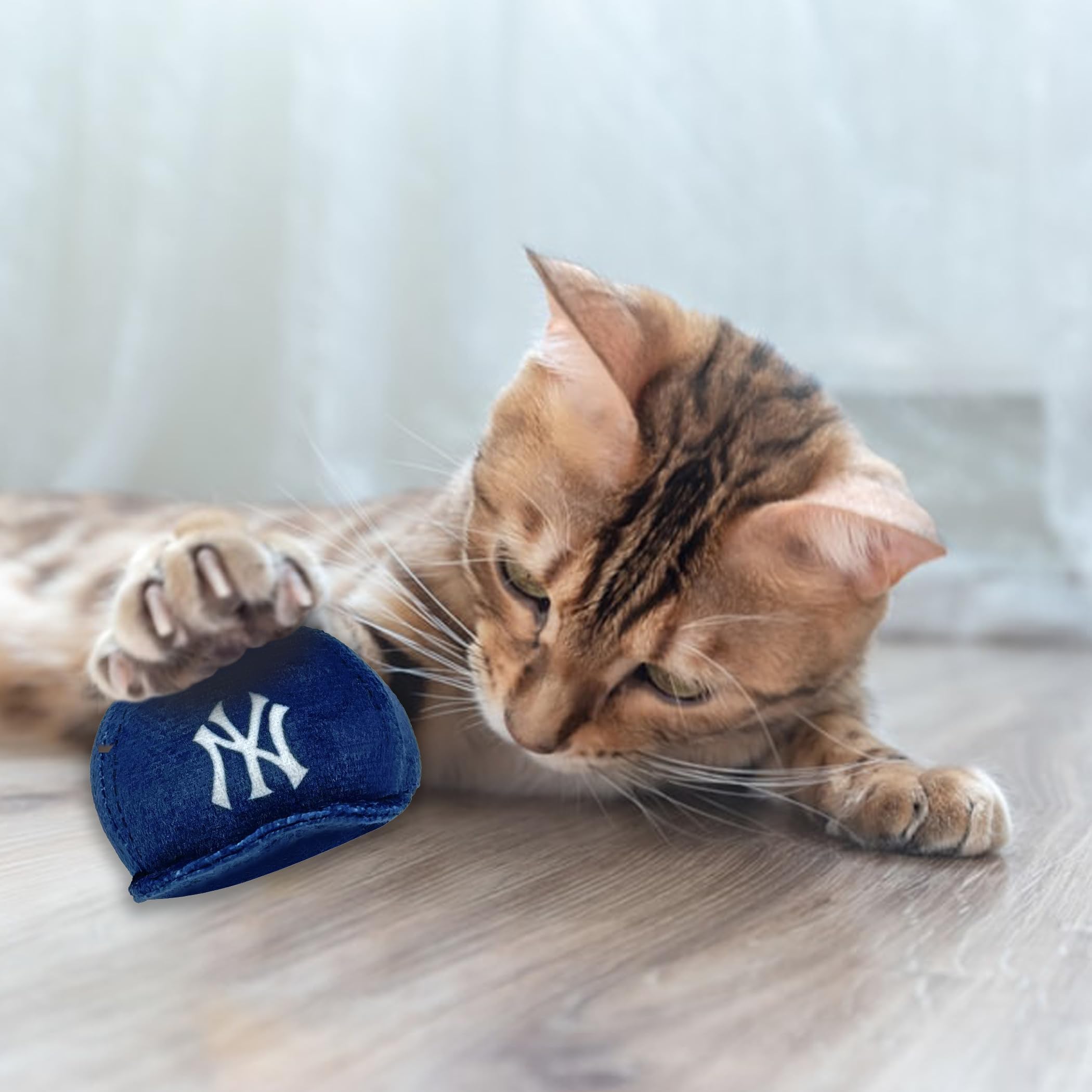 Best Plush Cat Toy - Mlb New York Yankees Complete Set Of 3 Piece Cat Toys Filled With Fresh Catnip. Incl: 1 Baseball Cap Cat To